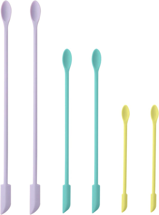 6 Pieces Multi Size Makeup Spatula, Beauty Spatula, Mini Small Silicone Spatula Set for Beauty and Kitchen, Tiny Scraper for Jar, Kitchen Bottles, Cosmetic (Multicolor)