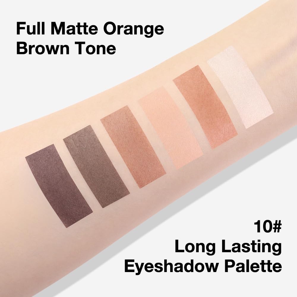 6 Colors Mini Nude Brown Neutral Eye Shadow Palette Makeup for Older Women, Matte Shimmer Eyeshadow Palette Highly Pigmented Waterproof, paleta de sombras de ojos, Vegan & Cruelty-free, 10