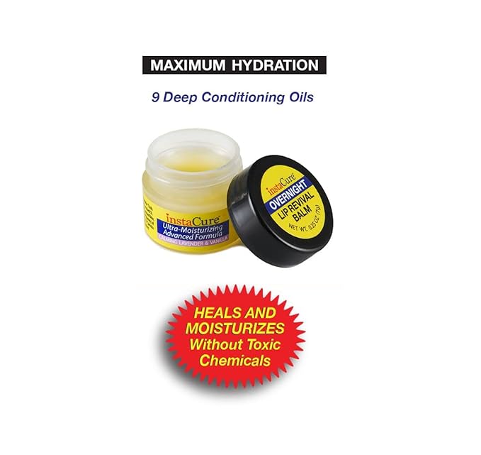 InstaCure's Original Nose Balm Fast Relief for Cracked, Dry & Sore Noses! Ultra-Moisturizing Lip Repair Duo. Calming Lavender & Vanilla Overnight Lip Mask + Cooling Sweet Vanilla Mint Daytime Lip Balm