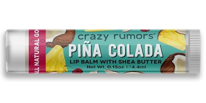Crazy Rumors Piña Colada Lip Balm. 100% Natural, Vegan, Plant-Based, Made in USA (1-Pack)