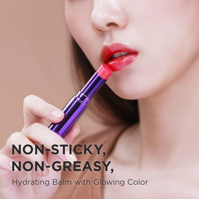 DEWYCEL TINTOURING BALM | #4 PURE RED | Non-Sticky Moisturizing & Hydrating Tinted Lip Balm for Chapped Lips | Natural Color Lip Glow Balm