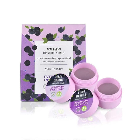 Acai Berry Lip Scrub & Lip Balm Kit | Moisturizing Lip Scrub & Lip Balm Lip Kit, Vegan & Cruelty Free Lip Scrub & Lip Balm Lip Kit | 100% Natural Lip Scrub & Lip Balm Lip Kit