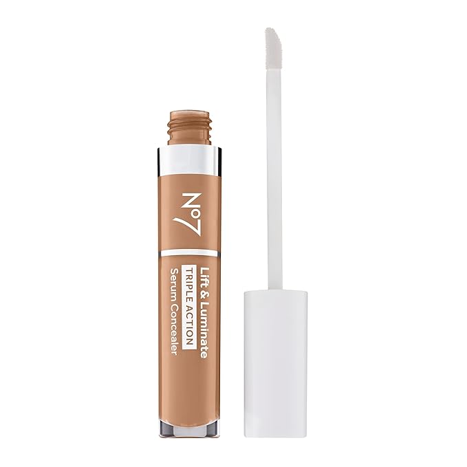 No7 Lift & Luminate Triple Action Serum Concealer - Truly Medium - Anti Aging Liquid Concealer Makeup for Blemishes & Dark Circles - Medium to Full Coverage Concealer for Face (8ml)