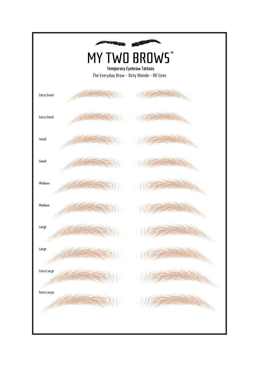(10 pairs) Dirty Blonde Temporary Eyebrow Tattoo - Extra Small Size - Waterproof & Smudgeproof - Everyday Brow Style Eyebrow Stickers - Sheet Lasts up to 30 Days - Won't Work on Existing Brows