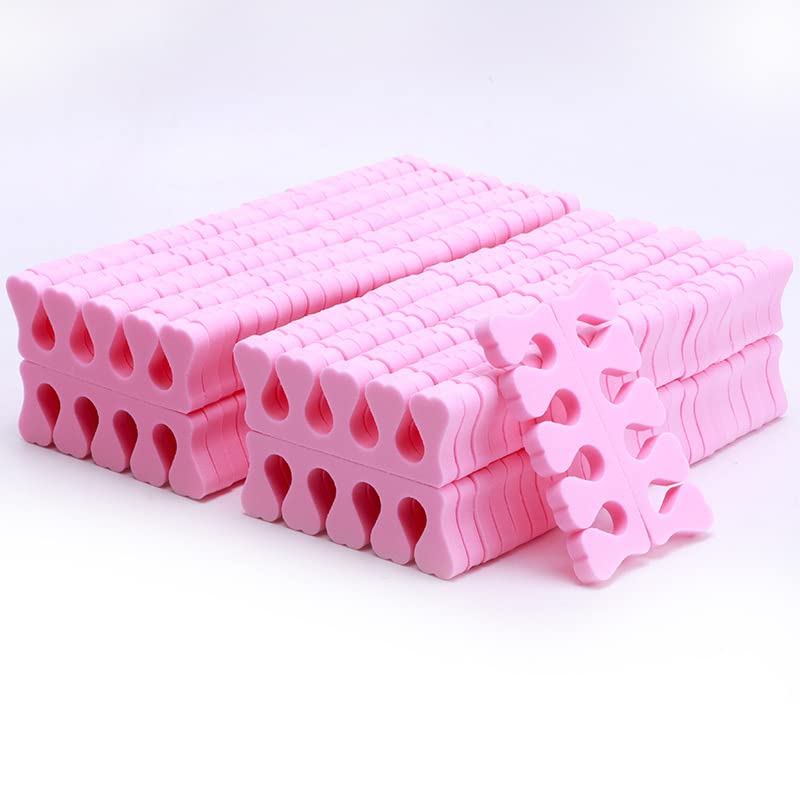 100PCS Sponge Toe Separator, Soft Toe Spreader Nail Art Finger Separator Divider Spacer Manicure Pedicure Tool for Nail Polish Salon Supplies (Pink)