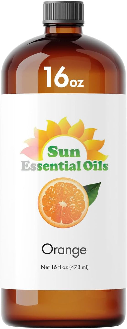 Sun Essential Oils - Sweet Orange Essential Oil 16 oz for Diffusers, Hair, Skin Care, Aromatherapy Massage, Candle, Soap, Lotion & Cleaning Products Making, Citrus Scent for Home