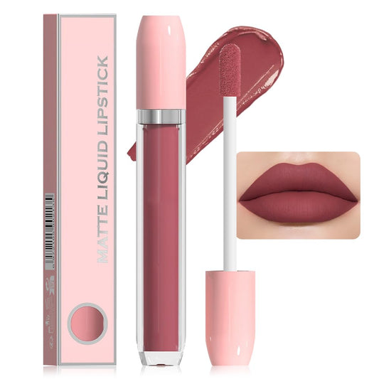 BINGBRUSH Super Matte Longwear No-Budge Stay On Smudge Proof Liquid Lipstick Long Lasting Makeup for Women,Highly Pigmented Color and Instant Shine, Cheeky