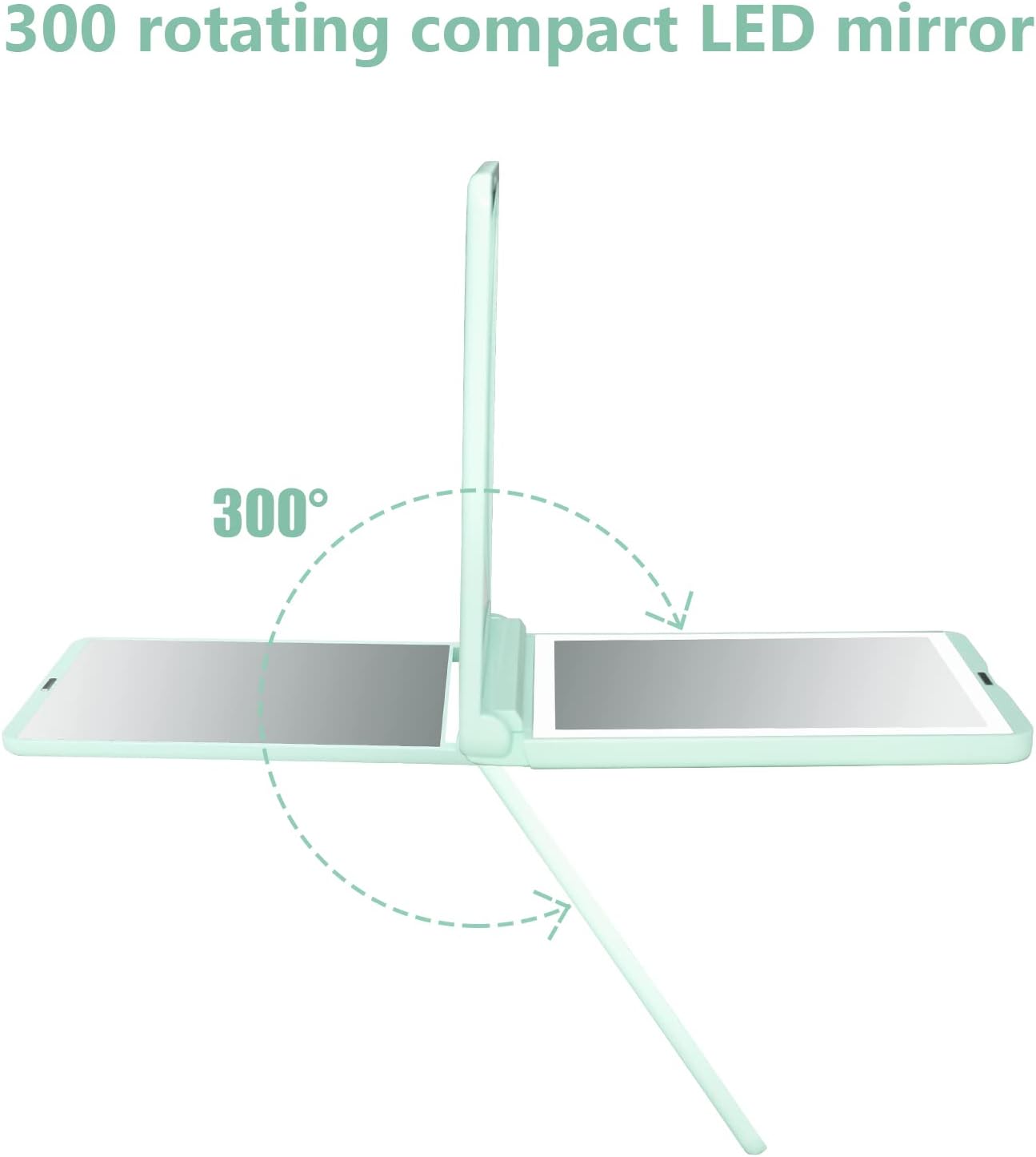 WOBSION Lighted Compact Mirror, Rechargeable Travel Makeup Mirror with Light,1x/3x Magnifying,300°Flip Folding Portable Mirror,Dimmable,Gifts for Girls