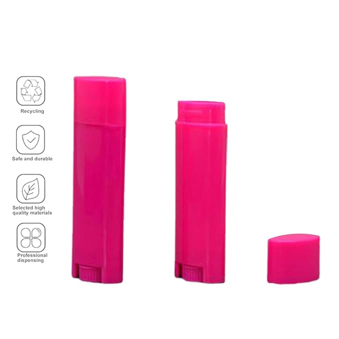 5ml 100Pcs Empty Oval Deodorant Lip balm Tubes Containers Twist-up Refillable Containers for Lipstick,Chapstick,Homemade Lip balm,DIY Deodorants(Hot Pink)