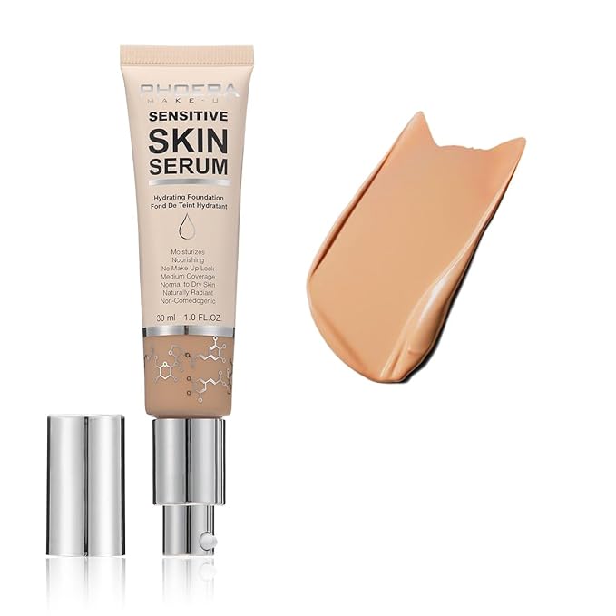 PHOERA Hydrating Serum Foundation,Hypoallergenic Flawless Soft Full Coverage Hydrating Foundation.(N03 Buff Beige)