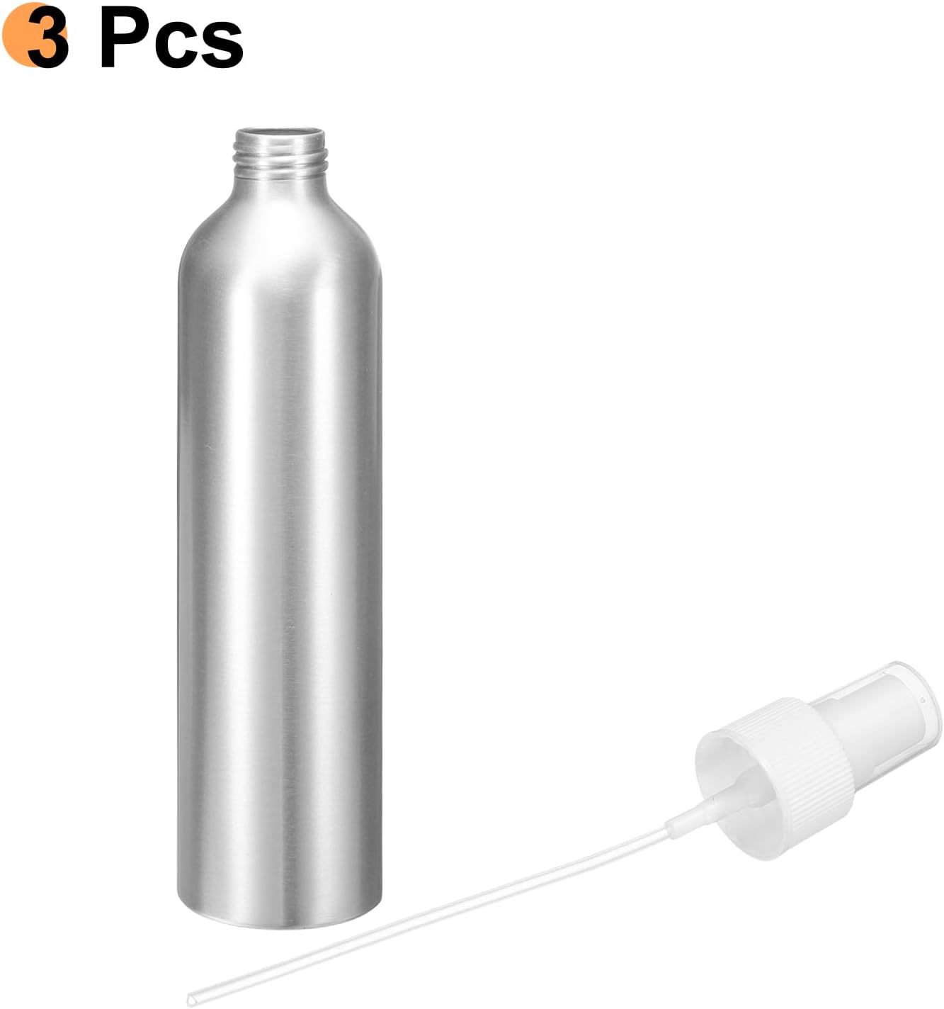 HARFINGTON 3pcs Aluminum Fine Mist Spray Bottles 300ml/10oz Metal Small Liquid Alcohol Refillable Travel Container with White Plastic Nozzle Cap for Perfume Skincare Cosmetic Storage Bottle
