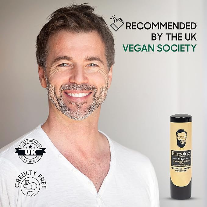 Men's Moisturizing Lip Balm for Chapped Lips with Organic Moroccan Argan Oil, Lightweight Formula Leaves Zero Residue, 0.17oz (Pack of 3)