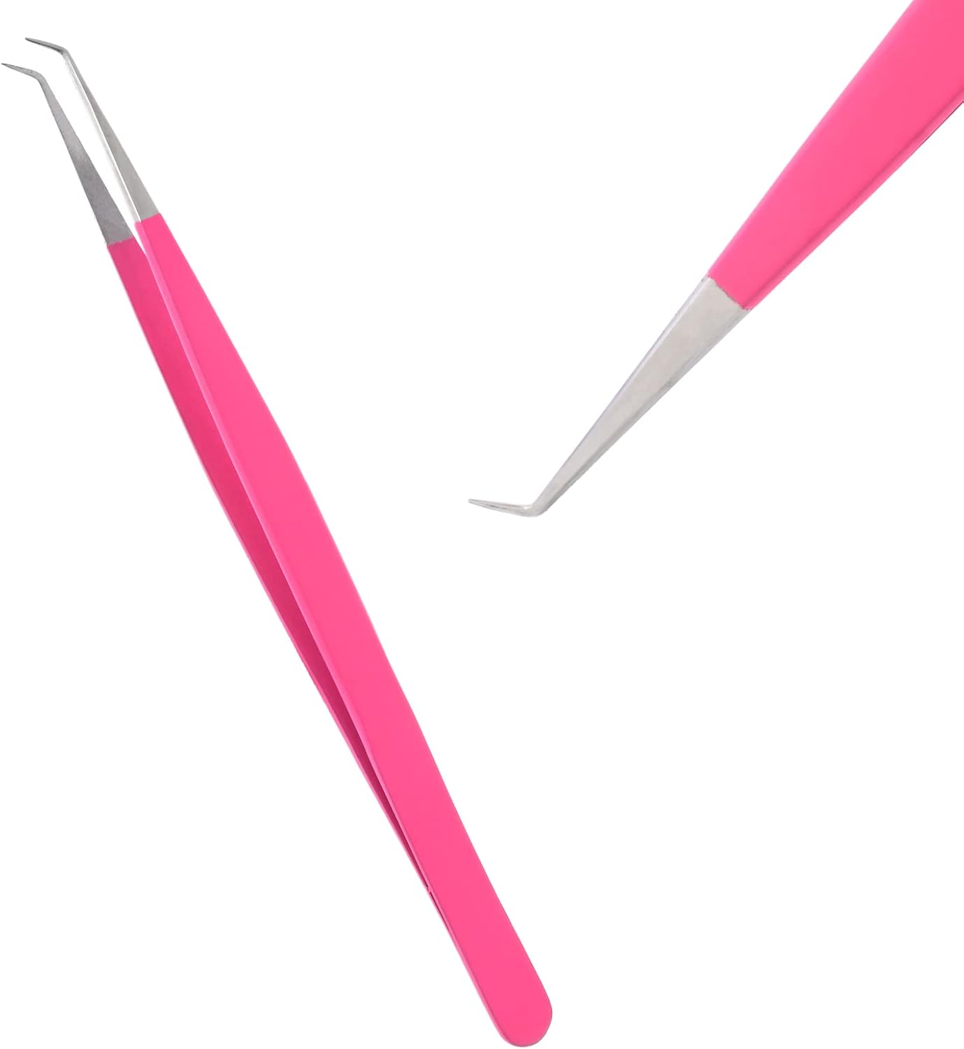 Curved Isolation Lash Tweezers for Eyelash Extension – 14cm, Stainless Steel Best for Classic & Individual Lashes Eyelash Twisers (Matte Pink)