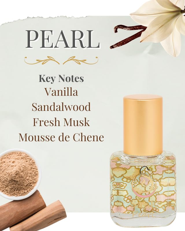 Pearl Organic Perfume Oil Extract Roll On 1/4oz, Long Lasting Subtle Sandalwood Vanilla Musk Perfume for Women, Vegan and Cruelty-Free Perfume by Sage, Made in USA
