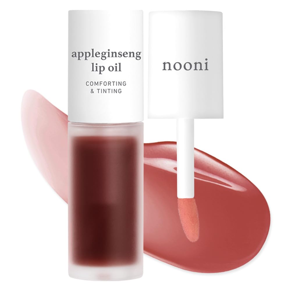 NOONI Korean Lip Oil - Appleginseng | Lip Stain, Gift, Long-Lasting, Moisturizing, Plumping, Revitalizing for Dry Lips, Waterproof, No Peel Off, Korean Lip Tint 0.12 Fl Oz