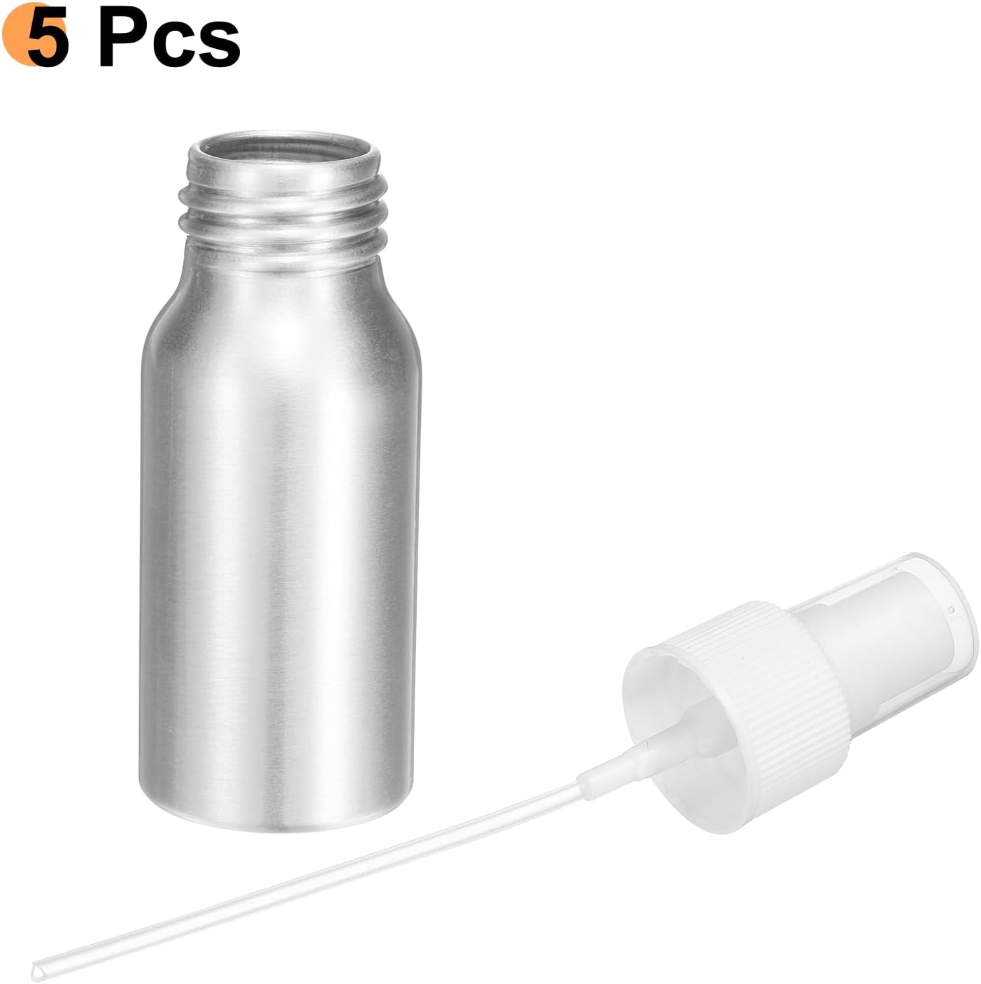 HARFINGTON 5pcs Aluminum Fine Mist Spray Bottles 30ml/1oz Metal Small Liquid Alcohol Refillable Travel Container with White Plastic Nozzle Cap for Perfume Skincare Cosmetic Storage Bottle