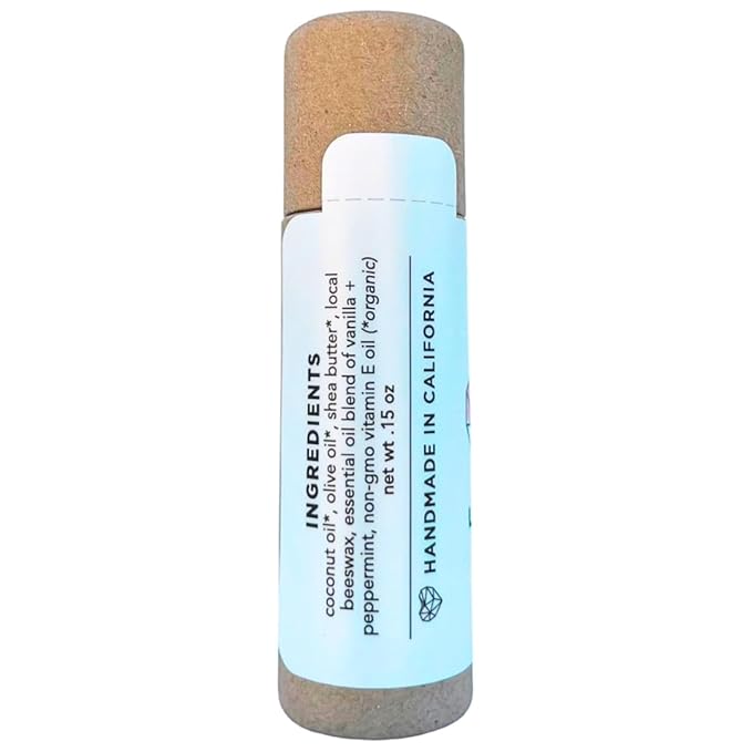 Plastic Free Lip Love | Jumbo Organic Lip Balm | Organic Beeswax and Plant Based | Zero Waste Natural Lip Balm (Vanilla Mint)