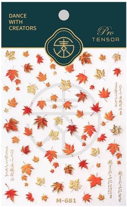 Fall Nail Art Stickers Autumn 5D Maple Leaf Nail Decals Thanksgiving Day Nail Decorations Supplies Gilding Maple Leaf Nail Art Sticker Fall Stickers for Women Girls Nails Manicure Decor 1Sheet
