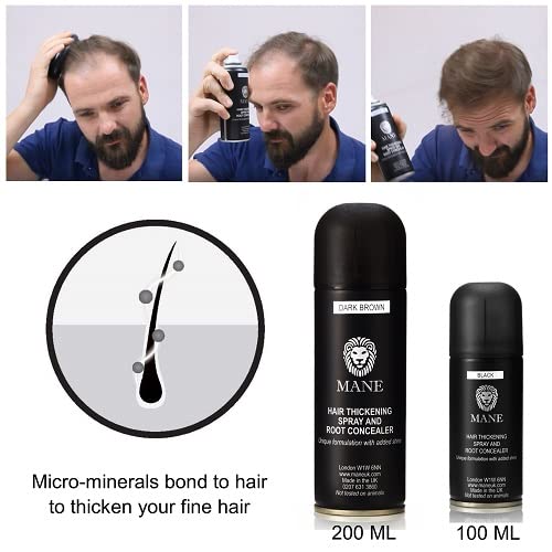 MANE Hair Thickening Fiber Spray (200 ml, Light Brown)
