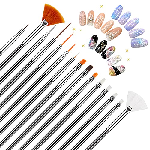 Artdone Nail Art Brushes set,Nail Art Tool Set,Nail Dotting Tools,Nail Dust Brush,Striping Nail Art Brushes for Long Lines,Nail Drawing Pen For Nail Design.…