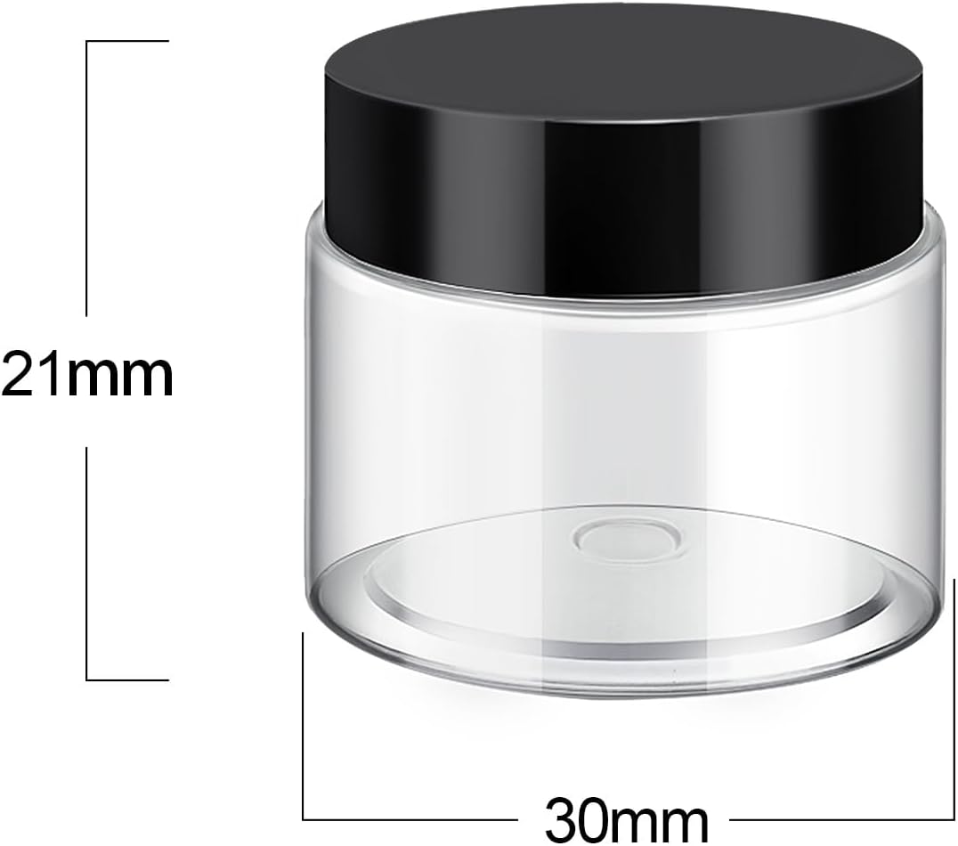 SATINIOR 36 Pieces 0.17 oz Plastic Jars with Lids Wide Mouth Airtight Reusable Container Acrylic Cosmetic Small Jars for Lotions Ointments Travel Toiletries Creams Make up Storage(Black)