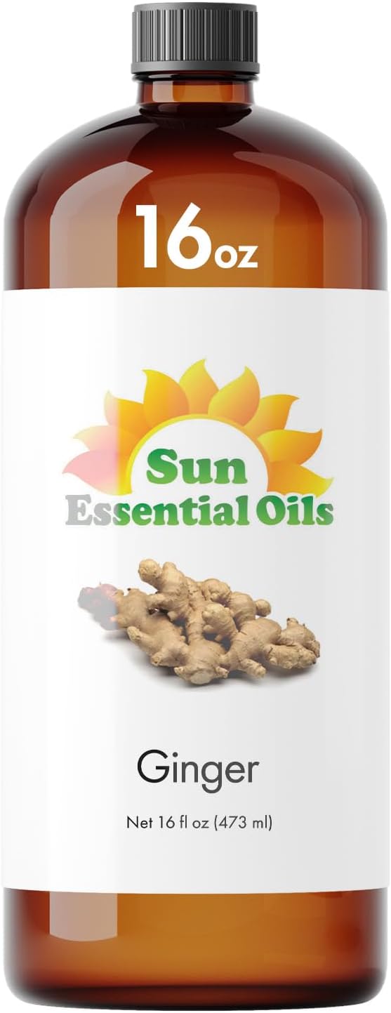 Sun Essential Oils Ginger Essential Oil 16oz Therapeutic Grade for Aromatherapy, Diffuser, Muscle, and Pain Soothing