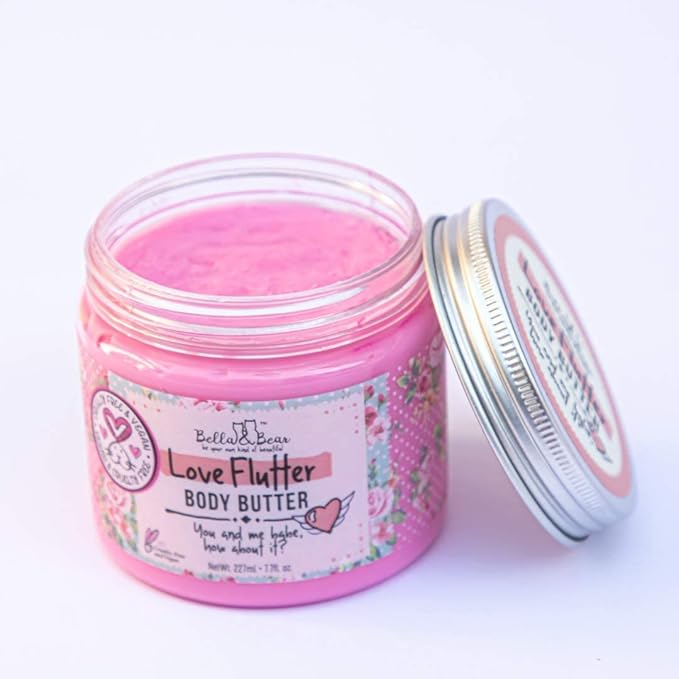 Bella and Bear Love Flutter Body Butter, Hydrating Formula, Soften & Prevent Scars, Stretch Mark Cream, 6.7oz