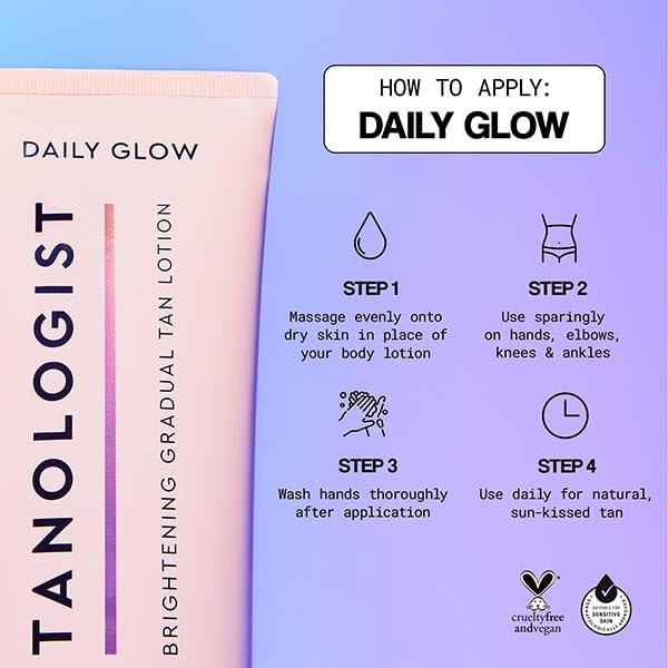 Tanologist Brightening Daily Glow Body Lotion- Light/Medium, Gradual Tanning Lotion, No Fake Tan Smell, Streak-Free & Natural Looking Self Tanner, Vegan, 8.45 fl. oz/250 ml Tube