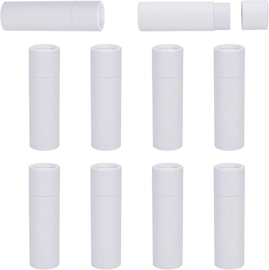 NICENEEDED 10 Pcs Paperboard Lip Balm Tubes, 0.6 Oz Kraft Paper Lipstick Tube, Cardboard Empty Deodorant Container Solid Perfume Tube Cosmetic Box for DIY Chapstick Deodorant Crayon
