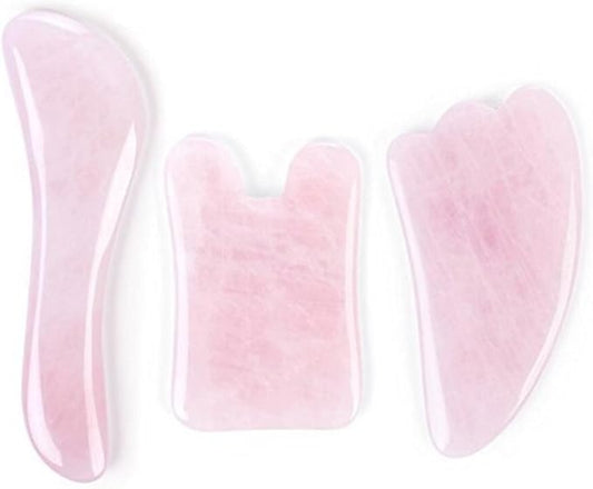 Feng Shui Pink Rose Quartz Gua Sha Board-Therapeutic Relief and Skin Renewal -Premium All Natural Handmade Healing Stone W3462