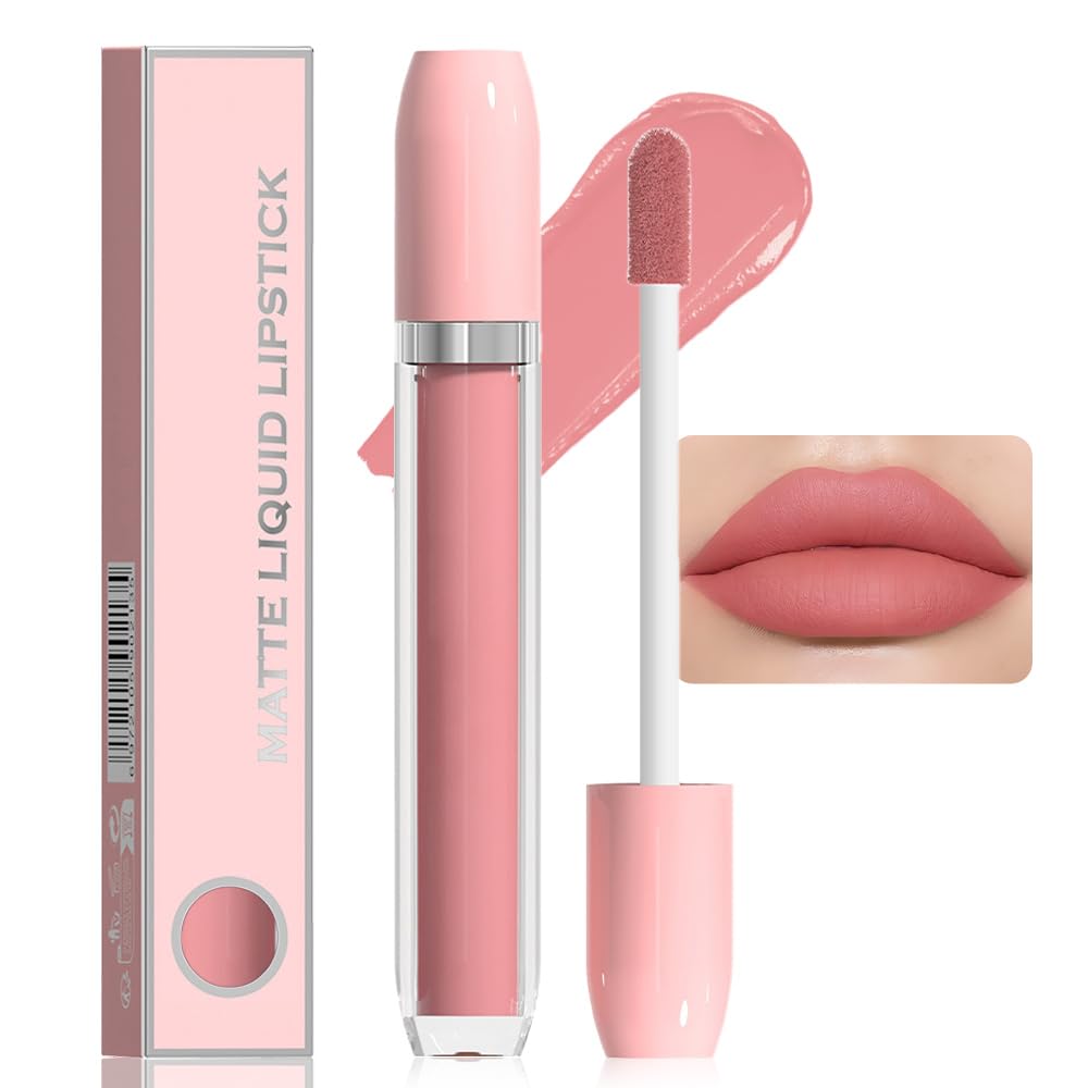 BINGBRUSH Super Matte Longwear No-Budge Stay On Smudge Proof Liquid Lipstick Long Lasting Makeup for Women,Highly Pigmented Color and Instant Shine, Cheeky