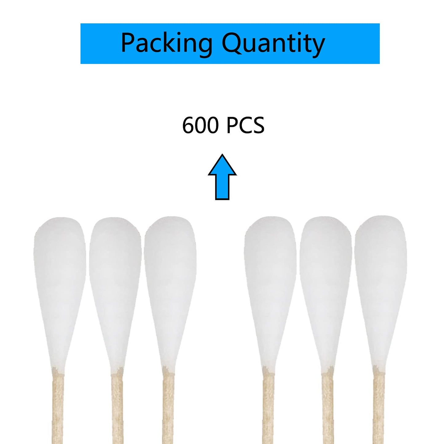 6 Inch Long Cotton Swabs (Large Size) 600pcs for Pets, Gun Cleaning or Makeup