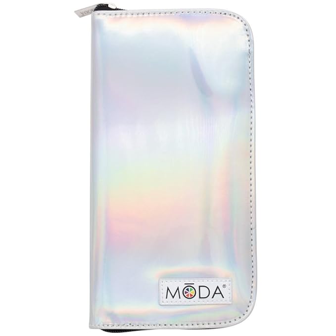 MODA Totally Electric Neon Orange Full Face Makeup Brush Kit – 13pc Vibrant Brush Set for Face & Eyes with Zip Case