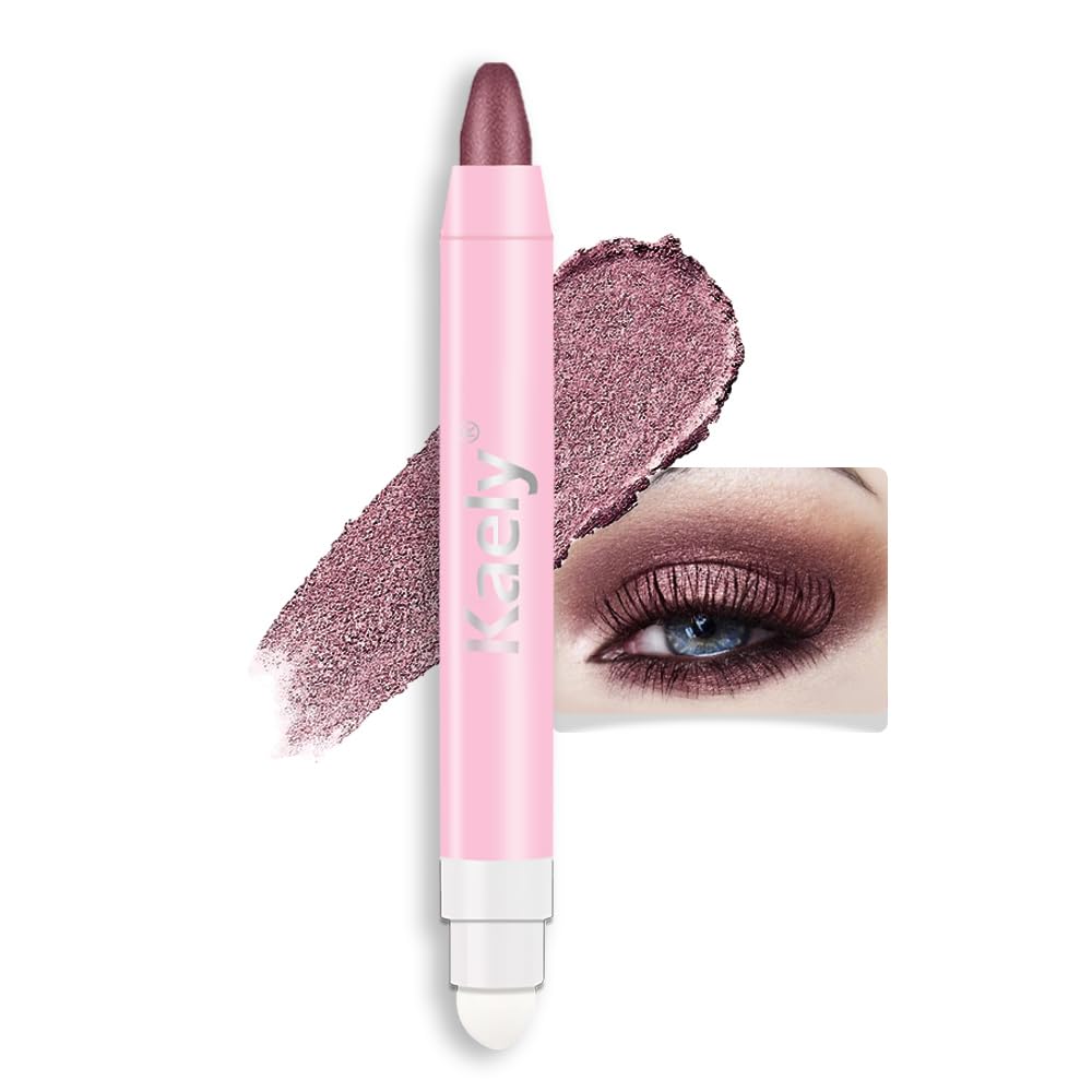 evpct 1Pcs Orchid Shimmer Cream Eye Shadow Brightener Sticks for Eyes Waterproof Pigmented, Double Ended Cream Eyeshadow Stick Pencil Pen with Applicator, Eye Shadow Palette Highlighter Makeup 26