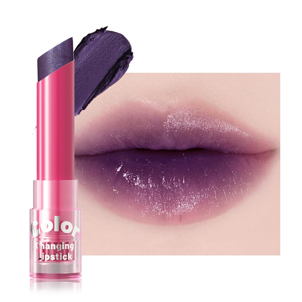 BINGBRUSH Color Changing Lipstick Set, PH Mood Peach Lip Balm and Gloss, Long Lasting Tinted Lip Stain (06# Midnight Berry, 1 Count (Pack of 1))