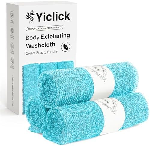 Yiclick Exfoliating Washcloth Towel【3 Pack】- Exfoliating Body Scrubber Exfoliator, Back Scrubber for Shower Bath, Exfoliate Rags Wash Cloths, Loofah Lufa Sponge, Body Scrub & Exfoliation Women Men