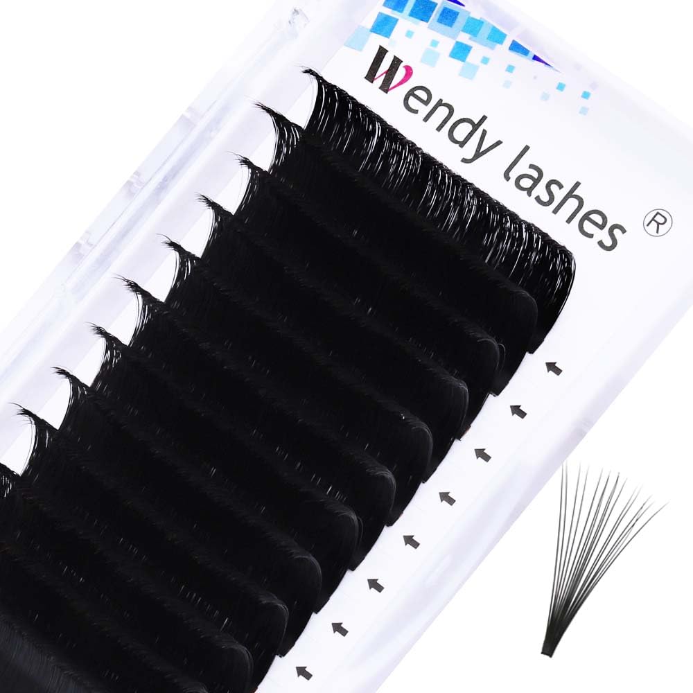 Easy Fan Volume for Lash Artists: Wendy, Handmade Fans for Eyelash Extensions, Self Fanning, Blooming, C-KH, Black, D-0.05-15
