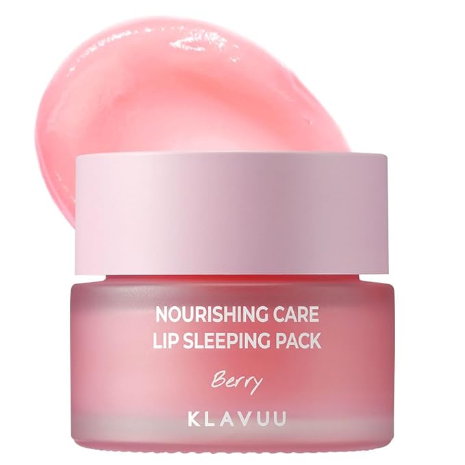Klavuu Nourishing Care Lip Sleeping Pack - Lip Mask for Exfoliating & Nourishing Lip Treatment Balm for Dry Lips - Natural Moisturizing Lip Oil with - Lip Balm to Repair & Protect Lips 0.7oz (Berry)
