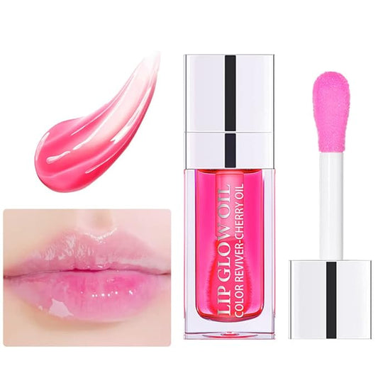 Plumping Lip Oil - Hydrating Lip Oil Plumping Lip Gloss, Crystal Jelly Moisturizing Lip Oil/Polished Lip Oil Lines/Tint Moisturizing Transparent Lip Balm Care Stick (Raspberry)