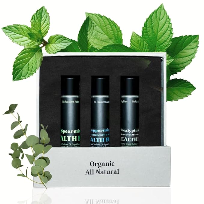 Organic Mint Lip Balm - SPF 15 Sun Protection - Moisturizing Lip Balm - Includes Spearmint, Peppermint, and Eucalyptus Mint Lip Balms - Chapstick to Soothe & Smooth Chapped Lips