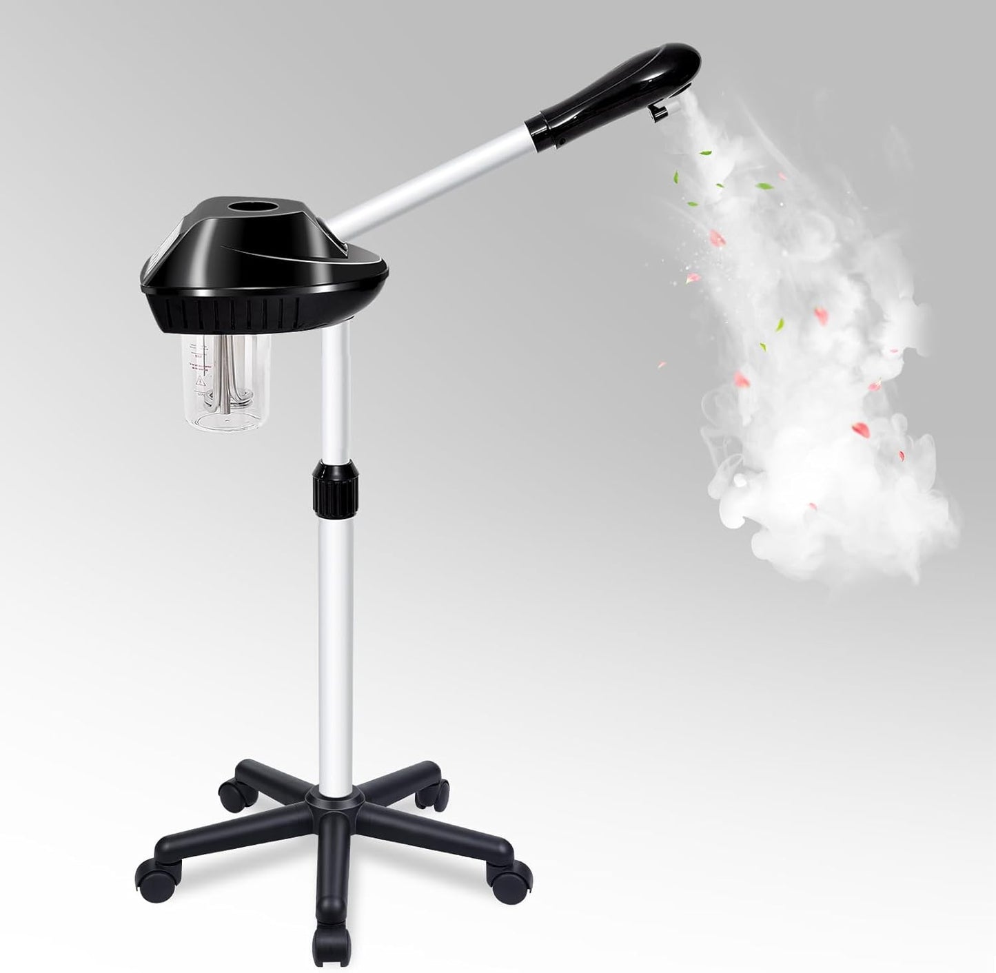 Professional Facial Steamer on Wheels, Facial Steamer for Facial Deep Cleaning, Facial Humidifier for Spa, Adjustable Height for Spa, Salon and at Home Use