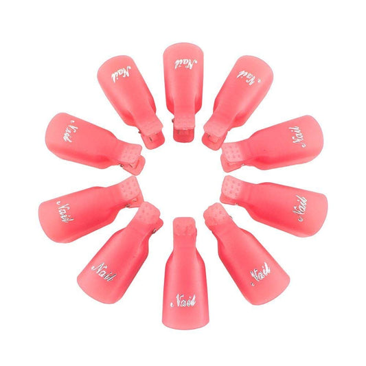 10 Pcs Pink Plastic Acrylic Nail Art Soak Off Cap Clip UV Gel Polish Remover Wrap Tool Gel Nail Polish Remover Clips for Fingernail Removal Soak Off Clips Wrap Cleaner Cap Clip Nail Polish Removers