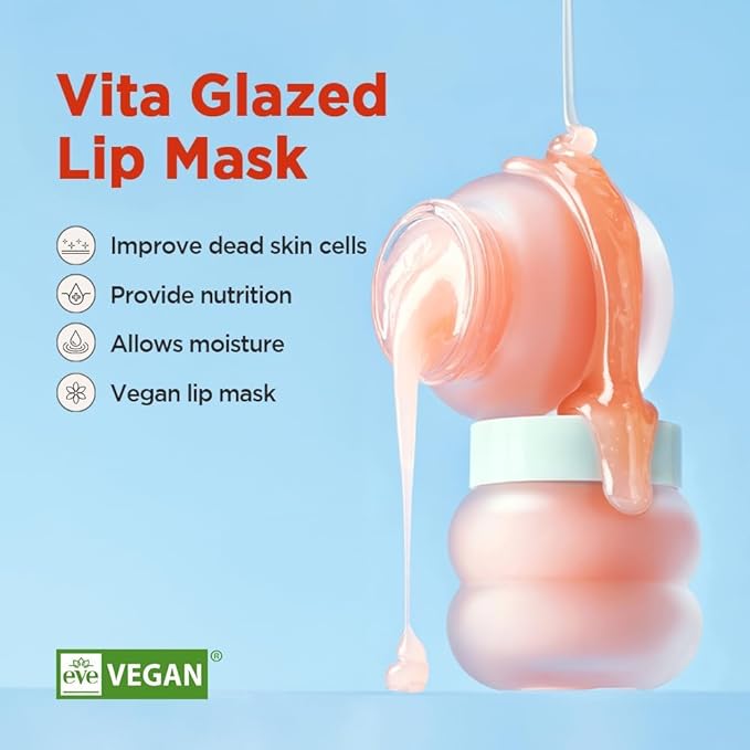 Vita Glazed Lip Mask 20ml / 109.5g, Super moisturizing night lip care, glazed and easy washable texture that melts into lips