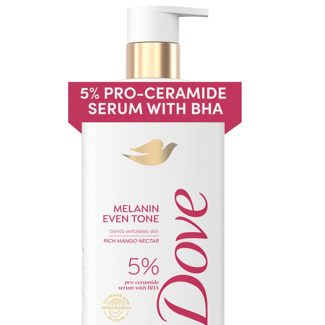 Dove Exfoliating Body Wash Melanin Even Tone Promotes Even Skin Tone 5% pro-ceramide serum with BHA 18.5 oz