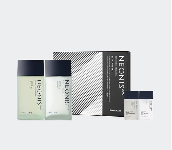 WELCOS Kwailnara NEONIS Aftershave 5.07 Fl oz & Emulsion 5.07 Fl oz with Convenient 1 Fl oz Travel Sizes Each | Gift Set | Korean Men's Skincare
