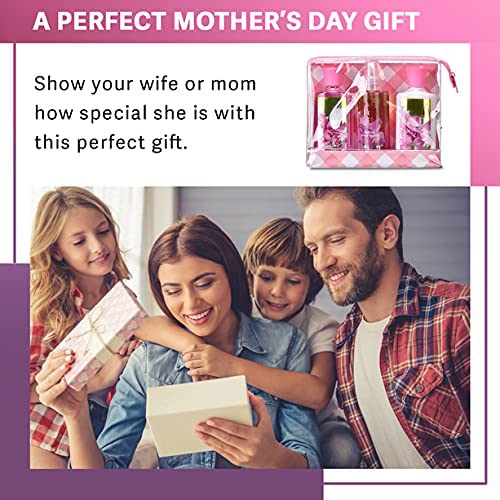 Bath & Body Care Travel Set Pea Flower Scent Home Spa Set with Body Lotion, Shower Gel and Fragrance Mist, Christmas Gifts for Her and Him