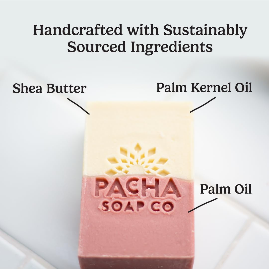 Pacha Soap Co. Bar Soap - Premium, Handcrafted, Hydrating, Natural Face Wash, Hand Cleanser, Body Wash, Soothing Essential Oils (Jasmine Gardenia, 5-Pack, 4 oz ea)