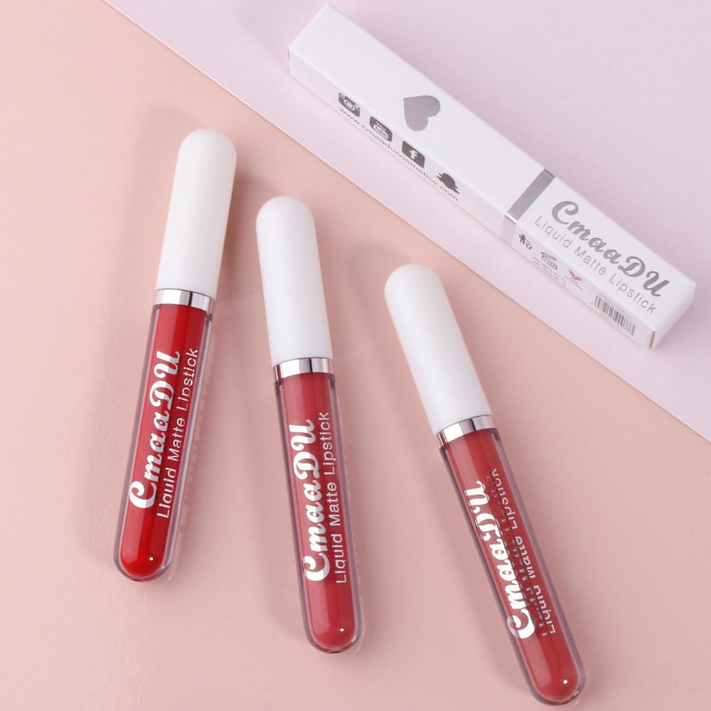 evpct 1Pcs Dark Red Liquid Matte Lipstick Lipgloss Set for Women, labiales mate 24 horas originales matte larga duracion 24 Hour Lipstick Lip Stains Long Lasting Waterproof 24, 16#