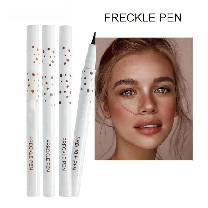 Freckle Pen 4 Colors Natural Freckle Pen Fake Freckle Pen Waterproof Long Lasting Soft Spots Natural Relaxing Sun Makeup (Dark Brown)