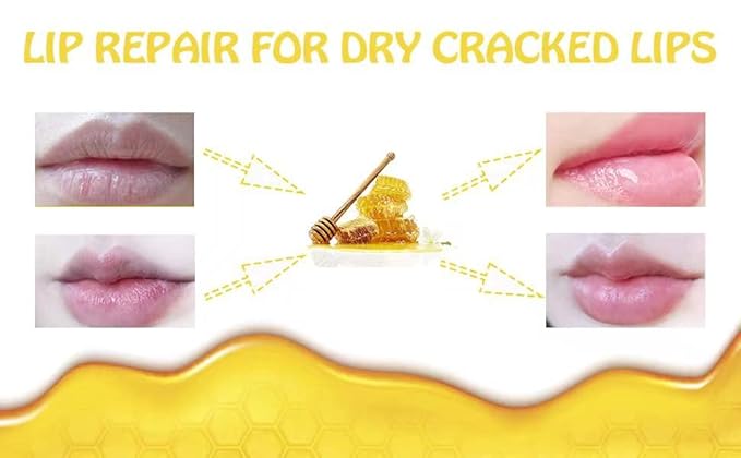 2PCS Honey Balm Lip Balm, Lip Masks for Dry and Cracked Lips with Brush, Lip Exfoliator & Moisturizer, Reduces Lips Lines & Lightens Lips, Anti-Wrinkle, Aging